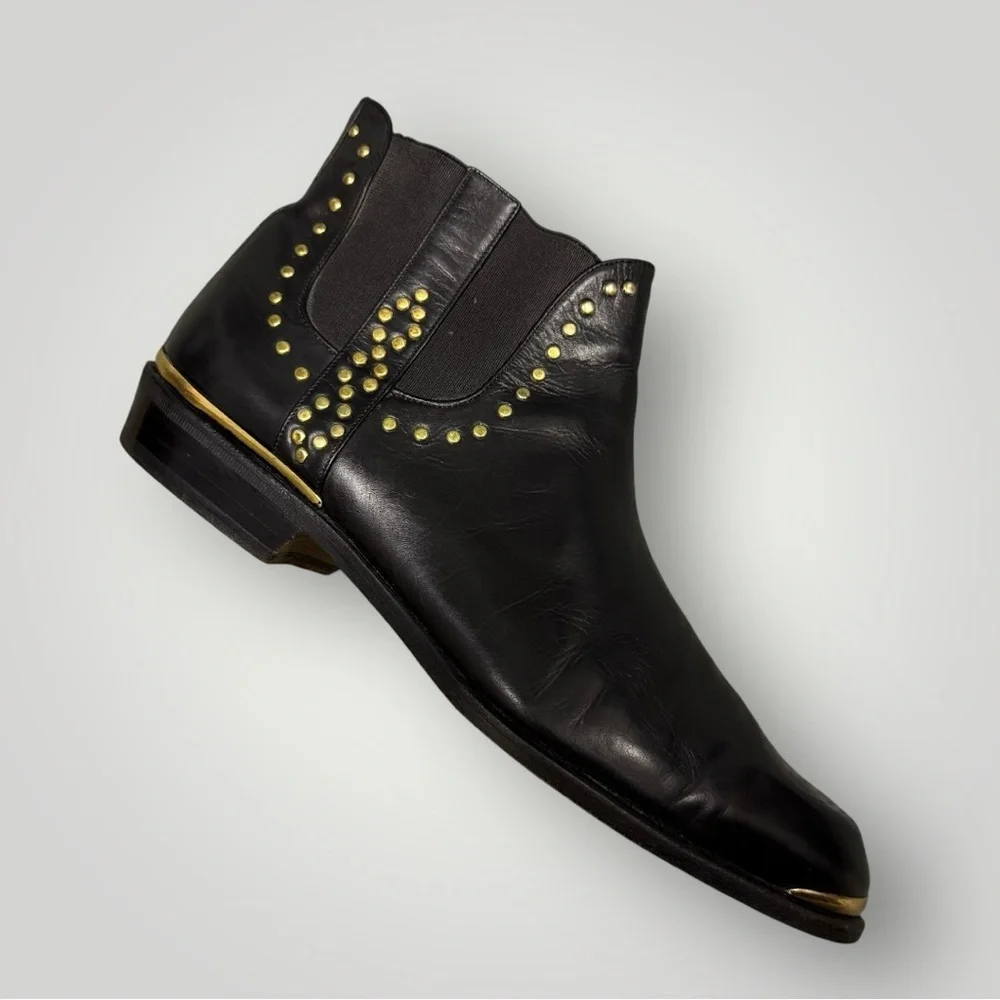 Rare Mezlan Black Leather‎ Studded Chelsea Boots Sz 8